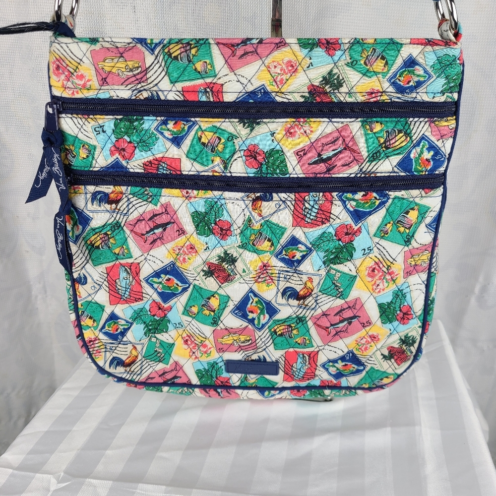 Vera Bradley Cuban Stamps Hipster Crossbody EUC - Picture 2 of 10